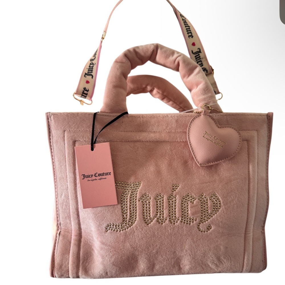 Juicy Couture Pink Velour Tote with Heart Charm